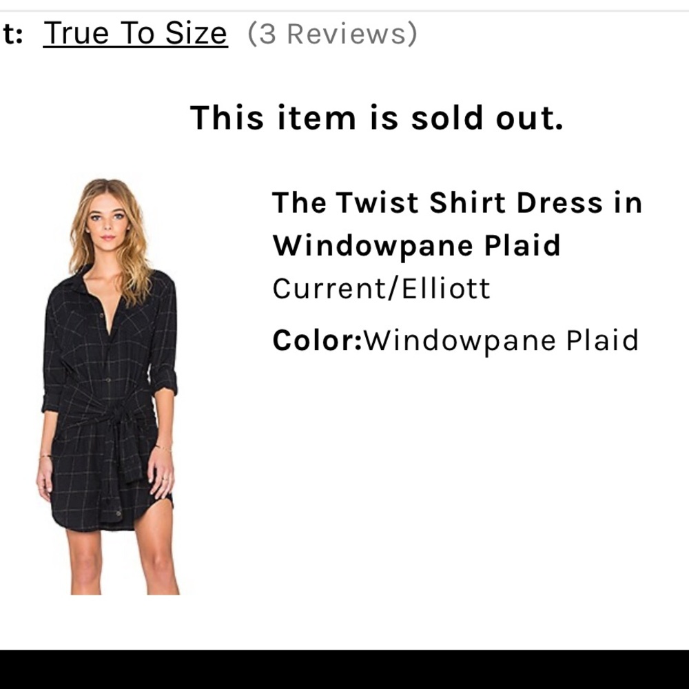 Current/Elliott The Twist Shirt Dress in Windowpane Plaid and Black New Size S - Picture 11 of 11